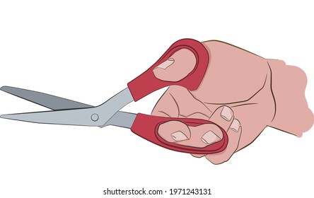 Red Cutting Scissor with Hand 