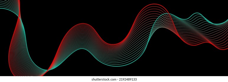 Red cyan abstract neon soundwaves concept background. Vector banner design