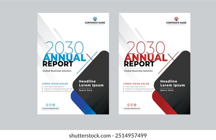 Red and cyan color annual report business brochure design, cover design layout template