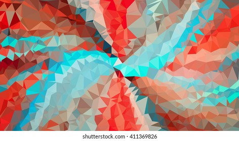 Red cyan low poly abstract background