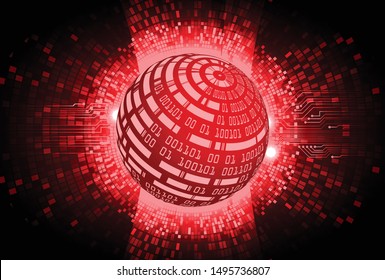 red cyber circuit future technology concept background