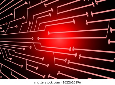 red cyber circuit future technology concept background
