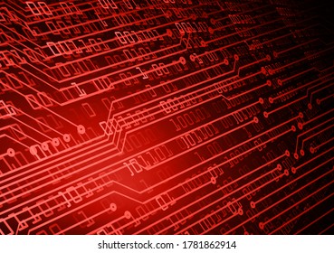 red cyber circuit future technology concept background