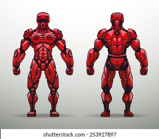 Red Cyborg soldier, vector