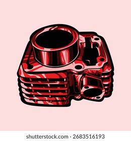 Ilustración de Arte vectorial de bloque de cilindro rojo