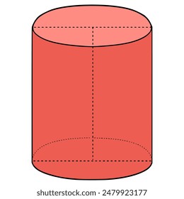 red cylinder illustration hand drawn isolated vector