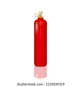 Red cylinder with liquefied gas. Vector illustration of an lpg. Methane, propane, butane, natural gas for house heating 