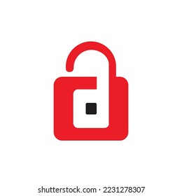 Red D padlock simple and modern
