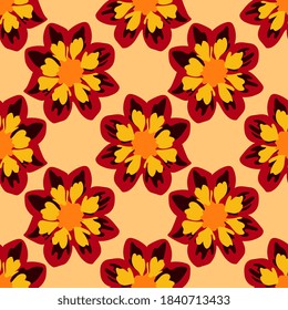 red dahlia blossom seamless pattern. textile background mosaic design