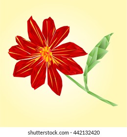 
Red dahlia polygons summer flower stem Vector illustration
