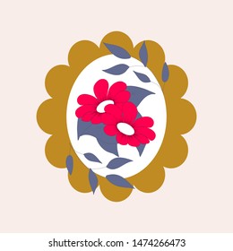 Red daisy vintage illustration. Vector element, that can be used on the web, or in print, for surface design