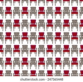 red and dalmatians chairs seamless pattern - vector illustration