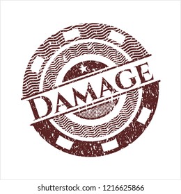 Red Damage distressed rubber stamp with grunge texture