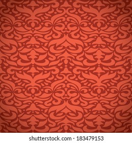 Red damask pattern. Vector illustration of seamless damask pattern for your design.