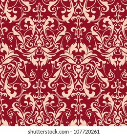 Red Damask Seamless Background