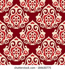 red damask seamless vector pattern
