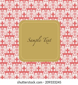 Red damask,floral,lace invitation card,background