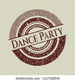 Red Dance Party distressed rubber grunge stamp