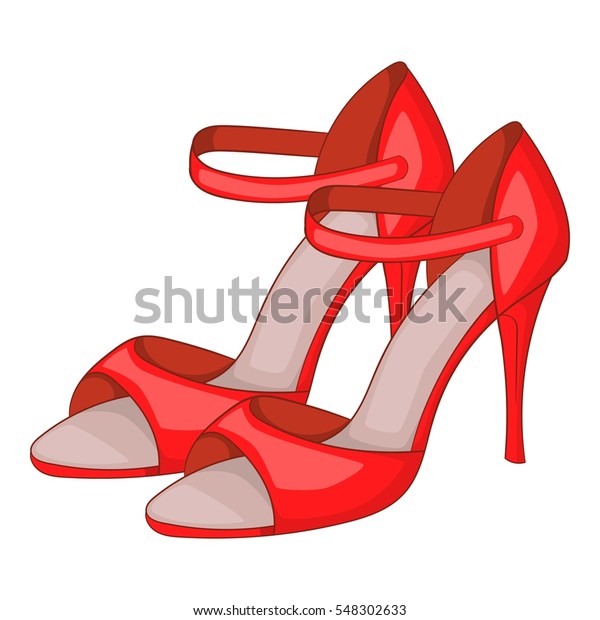高いヒールの靴を踊る赤いアイコン 白い背景に赤い踊る高いヒールの靴のベクター画像アイコンの漫画のイラスト のベクター画像素材 ロイヤリティフリー