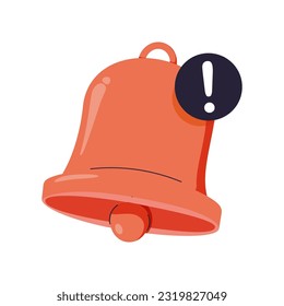 Red danger attention bell or emergency notifications alert on rescue warning in background. Bell modern alert important for security urgency concept. Icon warning urgent icon vector illustration