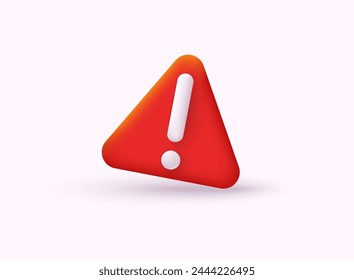 Red danger attention bell or red emergency notifications alert on rescue warning 3d icon. 3D Web Vector Illustrations.