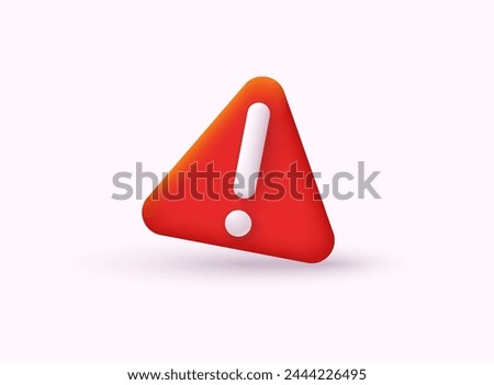 Red danger attention bell or red emergency notifications alert on rescue warning 3d icon. 3D Web Vector Illustrations.