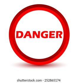 Red danger icon on a white background. Vector illustration