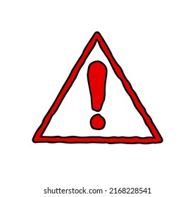 Red Danger sign. Exclamation mark in a triangle. Attention and caution. Brush stroke style