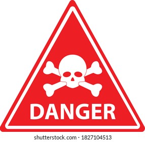 red danger skull crossbones warning on white background. danger warning message logo. flat style. restricted zone, sign. dangerous chemicals symbol.
