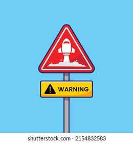 Red danger and warning sign icon cartoon on blue background