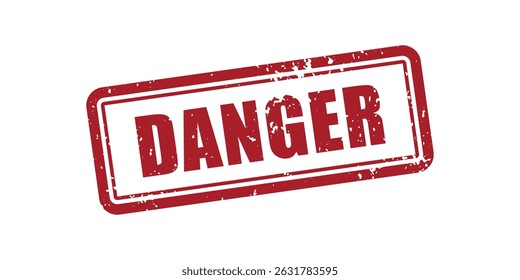 Red Danger Warning Square Stamp With Grunge Texture