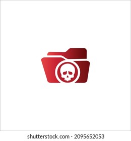 red dangerous folder shape illustration with skull mark