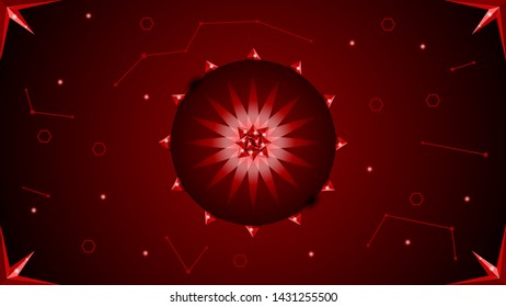 Red Dark Background Crystal Star Planet Abstract