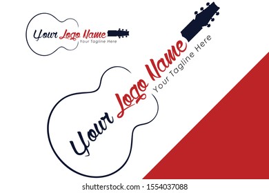 Red and Dark Blue Guitar Electric Guitar Music logo designs Vector Icon Symbol Template Music icon for audio store branding and identity. - Vector