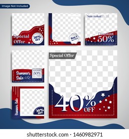 Red and dark blue retro template for social networks stories and post editable layout
