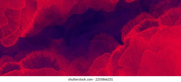 Red and dark blue vector watercolor art background. Hand drawn vector danger texture. Brush strokes. Fire. Flame. Grunge template for flyers, cards, poster, cover. Dangerous, crash, accident.