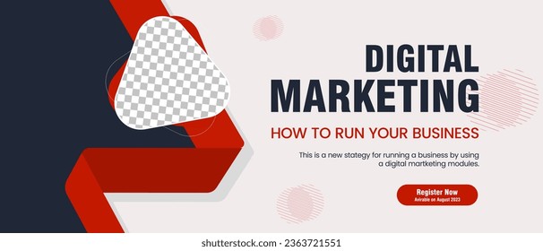 Red and dark curved abstract banner for Business webinar social media post template design and used in digital Marketing concepts banner template design