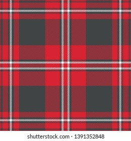 Red, dark grey and white plaid seamless pattern