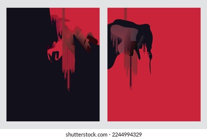 red and dark grunge abstract minimalist digital artwork illustrations for wall decoration, postcard brochure cover design, and others.