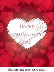 red dark happy valentine day heart card vector illustration