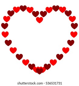 Red and dark hearts painted on a path .Vector eps 10 