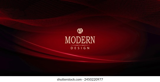 Red dark illustration with gradient, thin wavy lines.