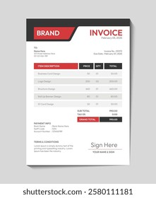 Red and dark invoice design template