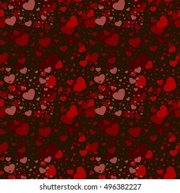 Red, dark red and light red heart. Seamless pattern.