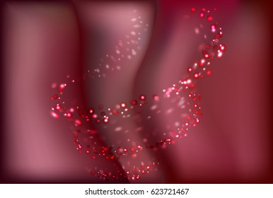Red dark shiny sparkle background and swirl bokeh light horizontal background and empty place for objects. Gradient mesh. Vector illustration stock vector.