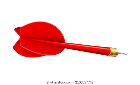Red dart arrow isolated. Sport game. Professional fly. Marketing fight. 3d realistic vector