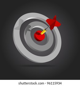 Red dart in the center of the target