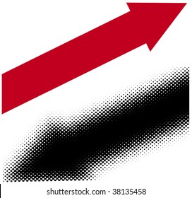 red dart is headed up and black ball pit