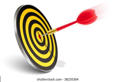Red dart hitting the target