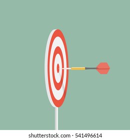 Red dart on dartboard,flat design